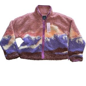 WILD FABLE Pink Landscape Full Zip Sherpa Jacket | Size XSmall | NWT